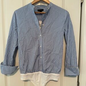 Blue stripped button down blouse